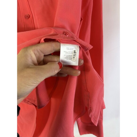 Equipment Silk Flowy Gauzy Button Front Shirt Pink - Picture 7 of 8